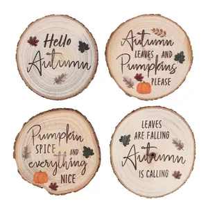 Something Different Hello Autumn Coaster Set (Pack of 4) Beige/Brown (One Size)