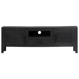 Berkfield TV Cabinet Black 118x30x40 cm Solid Mango Wood