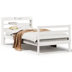 Berkfield Bed Frame with Headboard without Mattress White 100x200 cm