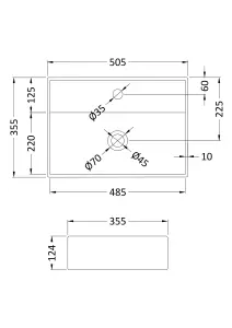 50cm Countertop Basin with Overflow and Tap Hole - Ceramic