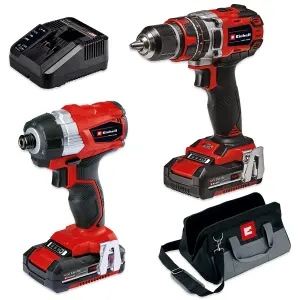 Einhell Power X-Change Impact Power Tool Set - With Battery And Charger - Impact Drill & Brushless Driver Kit - TP-18V BL