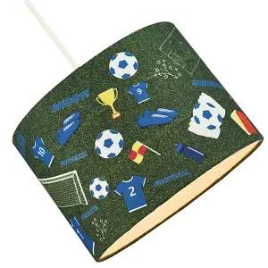 Royal Blue Themed Football Cotton Fabric Lamp Shade with Grass Background