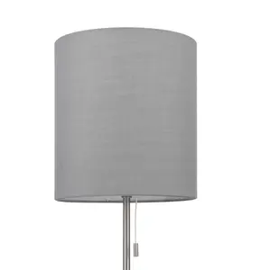 GoodHome Penistone Straight Brushed Grey Chrome effect Table lamp