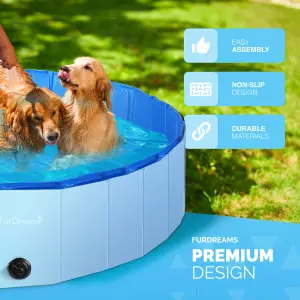 Furdreams Foldable Pet Swimming Pool, Hard Plastic Dog Bathtub