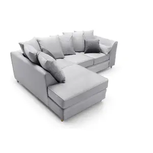 Chicago Velvet Left Facing Corner Sofa in Light Grey