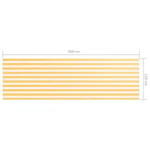 Berkfield Balcony Screen White and Yellow 120x400 cm Oxford Fabric