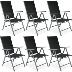 Garden Chairs Set of 6 - foldable, aluminium, 7-position adjustable backrest - anthracite