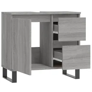 Berkfield Bathroom Cabinet Grey Sonoma 65x33x60 cm Engineered Wood