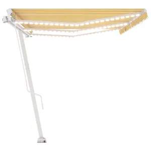 Berkfield Manual Retractable Awning with LED 600x350 cm Yellow and White