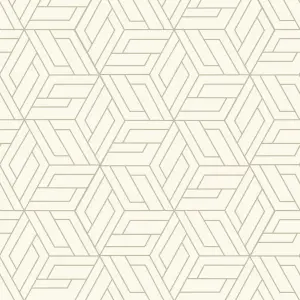 Grandeco Cobra Geometric Pattern Metallic Blown Vinyl Wallpaper, White