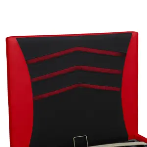 Galaxy Ottoman Storage LED Headboard Gaming Single Bed Frame (Black and Red)