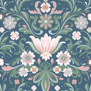 Galerie Sommarang 2 Blue Ostanskar Floral Wallpaper Roll