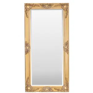 Villanova Solid Wood Flat Wall Mirror Antique Gold / 100cm H x 50cm W