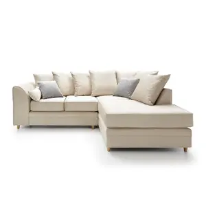 Chicago Velvet Right Facing Corner Sofa in Cream