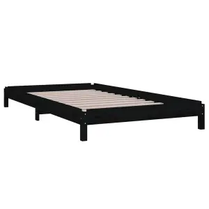 Berkfield Stack Bed Black 90x200 cm Solid Wood Pine