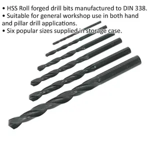 High-Quality 6 Piece HSS Drill Bit Set for Precision Drilling - Sizes 2mm to 8mm