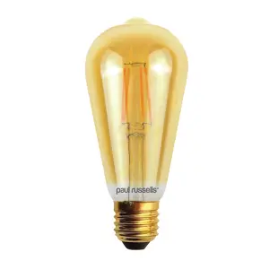 paul russells LED Filament ST64 Bulbs, 4.5W 400 Lumens, 35w Equivalent, 2200K Amber, Pack of 1