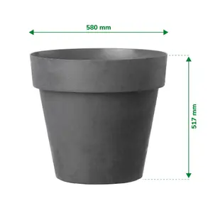 Verve Nurgul Matt Dark grey Polypropylene Plant pot (Dia) 58cm, (H)51.7cm, 90L