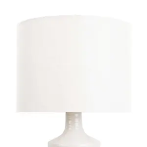 First Choice Lighting Ripple Off White Ribbed Ceramic Table Lamp with White Fabric Shade