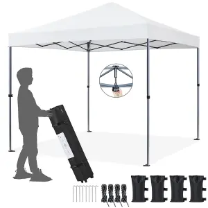 Yaheetech White Waterproof 3 x 3m Pop-up Canopy