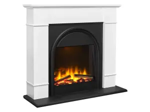 Adam Chesterfield Electric Fireplace Suite in White & Charcoal Grey, 44 Inch