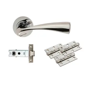 Sintra Latch Door handle Pack (Set of 2) Polished Chrome