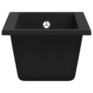 Berkfield Kitchen Sink with Overflow Hole Black Granite