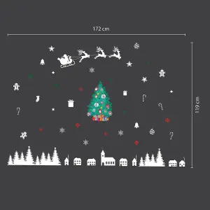 Walplus Magical Xmas Tree and Village Christmas Wall Stickers Living room DIY Home Decorations