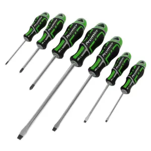 Sealey Premier 7 Piece Screwdriver Set Slotted Phillips Hi-Vis Green GripMAX AK4321HV