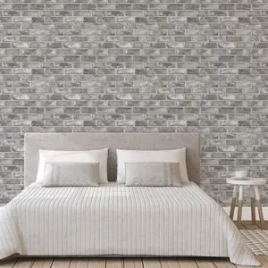 GoodHome Pernay Grey Glitter effect Brick Textured Wallpaper