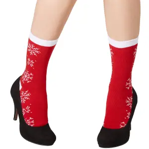 Christmas socks with snowflake motif - red/white