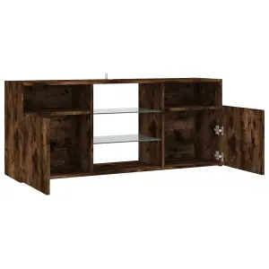 Berkfield TV Cabinet with LED Lights Smoked Oak 120x30x50 cm