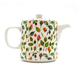 The British Gardening Company 1L Ceramic Rosebud Teapot with Removable Stainless Steel Infuser