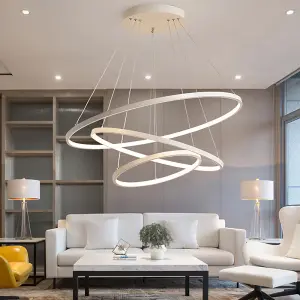 Modern Round 3 Tier Adjustable Linear LED Ceiling Hanging Pendant Light 80CM Cool White