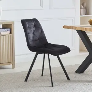 Set of 2 Caprile Fabric Dining Chairs - Black