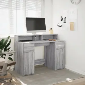 Berkfield Desk with LED Lights Grey Sonoma 120x55x91 cm Engineered Wood