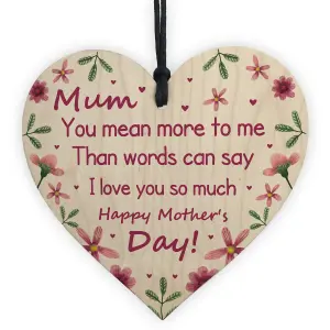 Mum Poem Gift For Mothers Day Wooden Heart Mum Gift From Daughter Son Keepsake