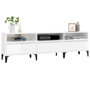 Berkfield TV Cabinet High Gloss White 150x30x44.5 cm Engineered Wood