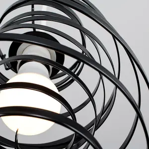 ValueLights Bensson Contemporary Black Metal Double Ribbon Spiral Swirl Ceiling Light Pendant