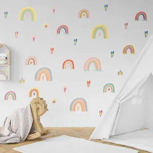 Walplus Combo Kids - Cheerful Nursery Cute Rainbows Wall Sticker PVC