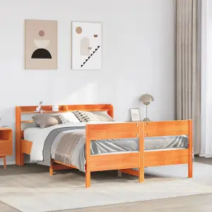 Berkfield Bed Frame without Mattress Wax Brown 140x200 cm Solid Wood Pine