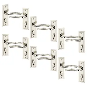 URBNLIVING 158mm Length 12 Pcs Nevada Metal & Polished Nickel Lever Latch Bathroom Door Handles Set