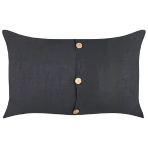 Set of 2 Cushions BANORI Linen 30 x 50 cm Solid Black