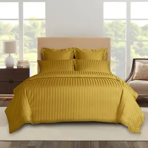 Florane Microfibre 250 TC Reversible Modern & Contemporary Duvet Cover Set with pillow cases Ochre / Double Duvet Cover + 2  Standard Pillowcases