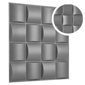 3D Wall Panels Adhesive Included - 6 Sheets Cover 16.15ft²(1.5m²) Interior Cladding Panels - Square Grid Lattice Design Matte Grey