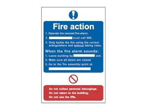 Scan 0165 Fire Action Procedure - PVC Sign 200 x 300mm SCA0165