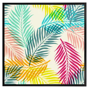 Multi coloured tropical leaves (Picutre Frame) / 16x16" / Brown