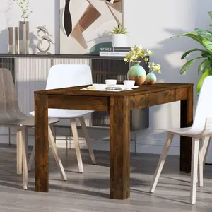 Gille Dining Table 140 x 74.5 x 76 cm Engineered Wood Smoked Oak / High Gloss White