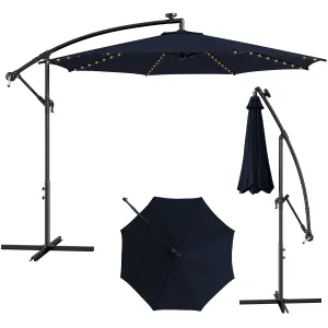 Costway 3 m Patio Solar-Lighted 112 LED Cantilever Offset Umbrella W/ Crank Tilt