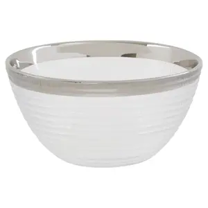 Maison by Premier Ida 15cm Embossed Glass Bowl With Silver Rim